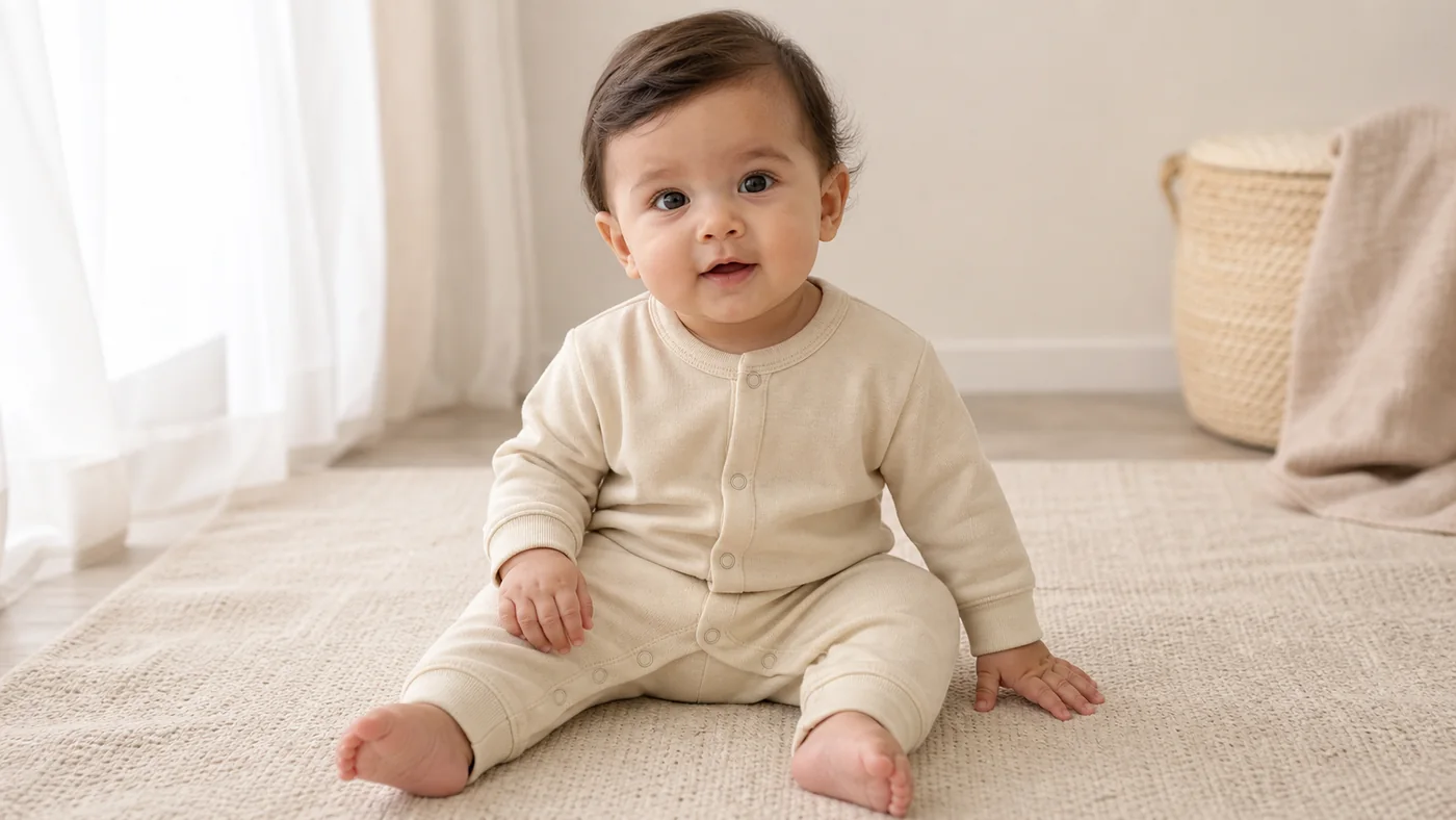 Simple baby sleepwear romper style for private label baby sleepwear production in Bangladesh.
