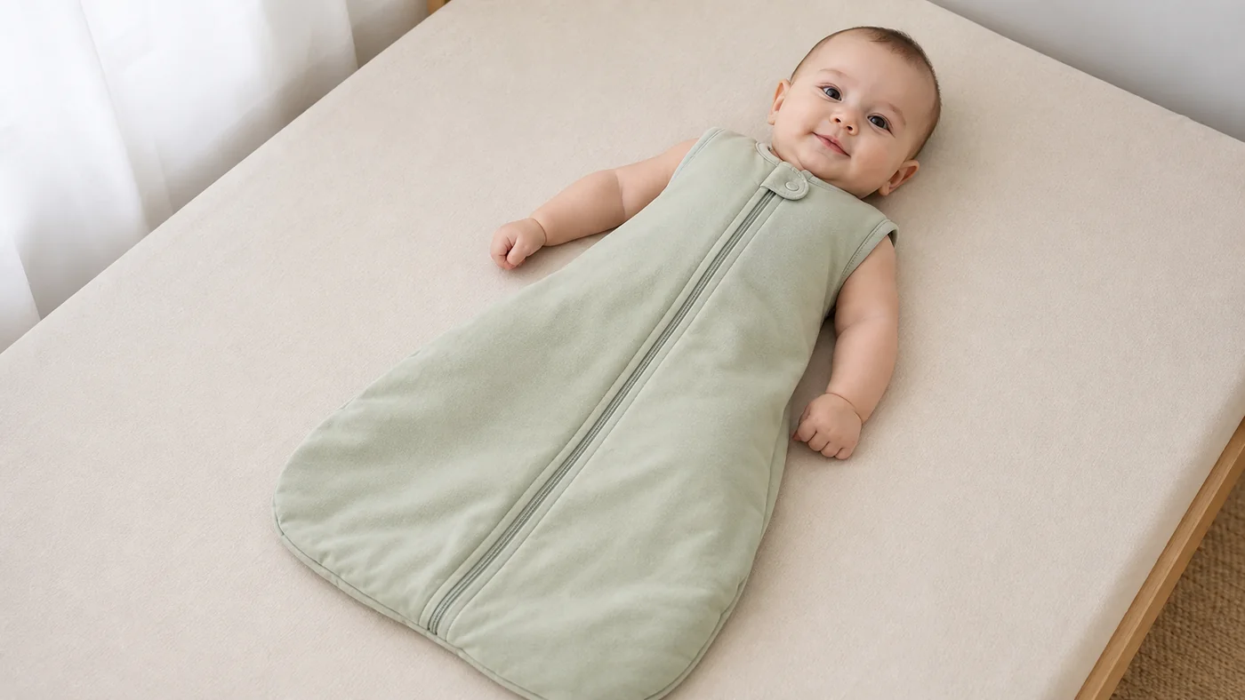 Sage baby sleeping bag style visualization for custom baby sleeping bag manufacturing in Bangladesh.