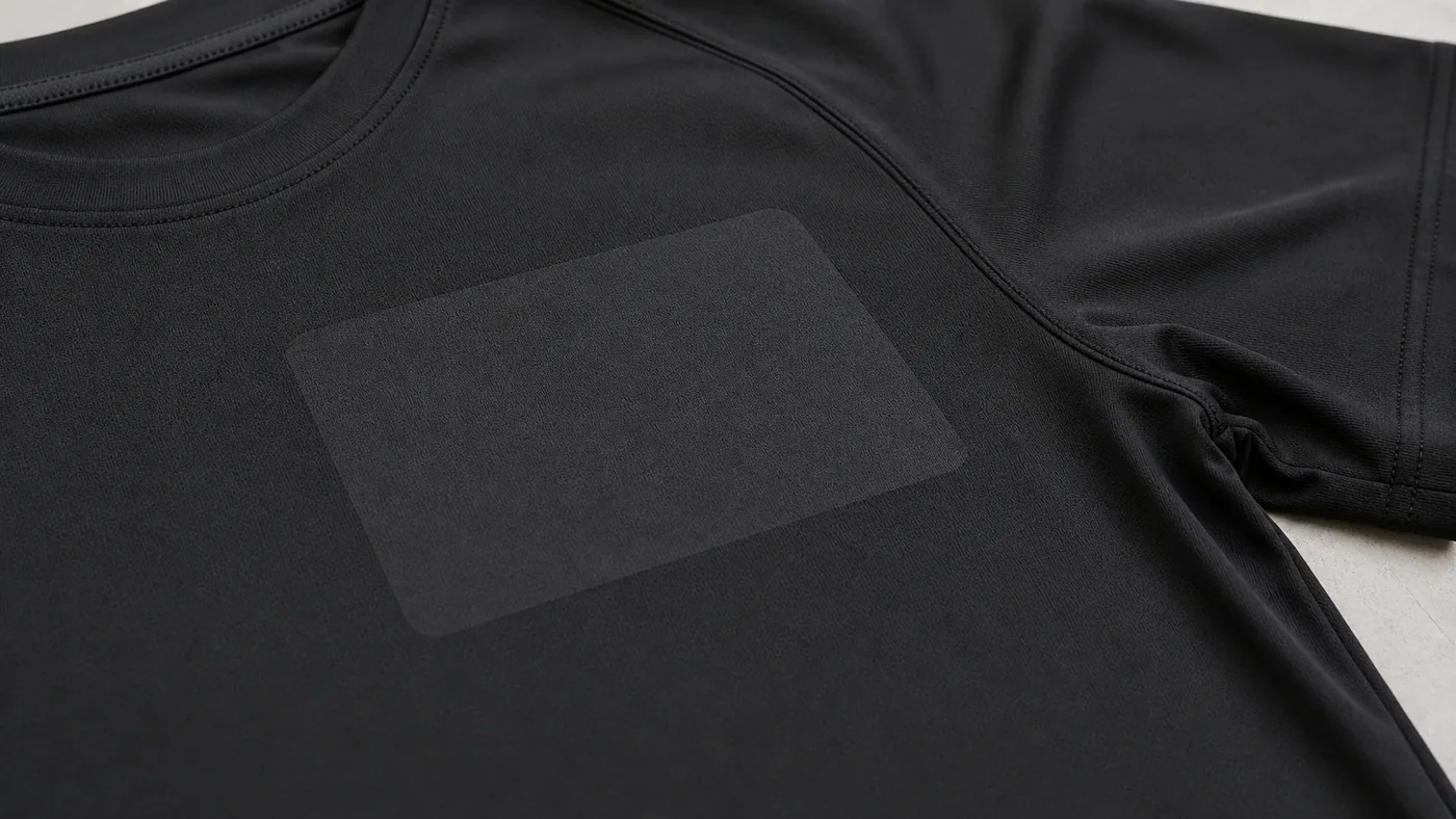 Polyester spandex performance shirt heat press print detail by Brandex Sourcing Bangladesh.