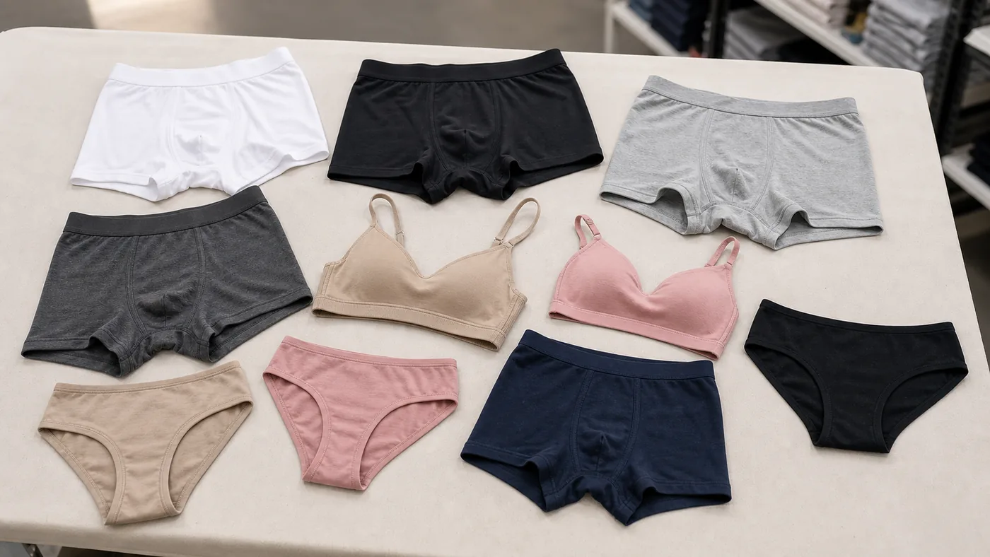 Underwear combed cotton spandex color swatch table for private-label production in Bangladesh.